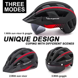 Casco per biciclette Vicgoal per uomo Visor Goggles Accessori per bici da uomo Led Moutain Road USB USB Light MTB Cycling Helme
