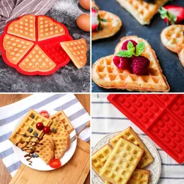 3 Tip Silikon Waffle Kalıp Kare Kare Yuvarlak Şekleli Kek Pişirme Kalıp Kalıp Çikolatalı Ekmek Bake Tavaları Mutfak Malzemeleri