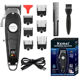 Düzelticiler KEMEI KMK52S Elektrikli Saç Clipper Profesyonel Deri Deri Slip Erkekler Elektrikli Düzenleyici Yağ Kafası Oyma Saç Kesme Makinesi