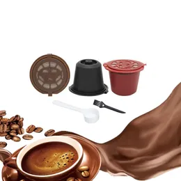 3 PCS Coffee Filter 20mL قابلة لإعادة الاستخدام قابلة لإعادة التعبئة كبسولة القهوة لنيسبريسو مع ملحقات مطبخ الفرشاة بالملعقة