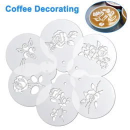 Kaffeeschablonen Fancy Kaffeedruckmodell Schaumspray Kuchen Schablonen Kaffeezeichnung Cappuccino Formpulver Sieb Sprühwerkzeuge