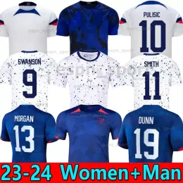 2023 Morgan Pulisic Soccer Jersey 4-stjärnig skjorta Reyna Aaronson Weah Acosta Football Shirt Kits 23 24 USA som Ferreira Dest McKennie Adams Jersey Dunn Kvinnor Set Set