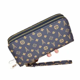 Women LG Walets zíper duplo embreagens bolsa grande letra fi pulset carteira phe portfel damski titular de cartão lady wallets s62e#