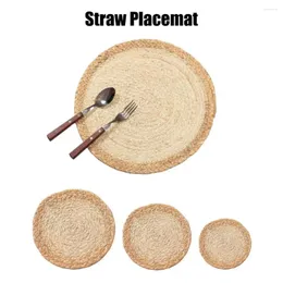 Table Mats Simple Design Placemats Set Of 2 Heat Resistant Straw Woven Reusable Anti-slip Coasters For Dining Kitchen