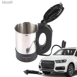 Elektrische Kessel 500 ml Auto elektrischer Reisen Kessel tragbarer Edelstahl 12 V/24 V Kessel erhitzte Kaffee Instant Heißwasser Cup YQ240410