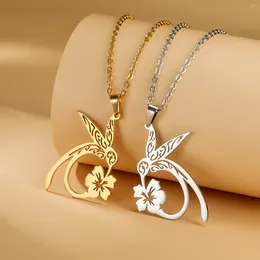 Collane a sospensione Floro colibrì per donne Girls inossidabile Gold Gold Chain Golker Regalo