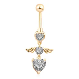 2pcs/lot Fashionable Heart shaped Little Angel Wings Belly Piercing Body Jewelry Button Ring Navel Nombril Piercing fashion jewelry