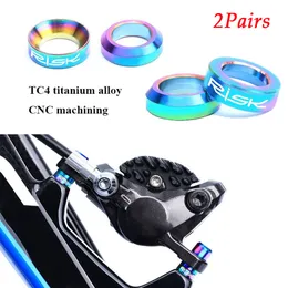 2Pairs colorido de bicicleta de montanha colorida Titânio M6 côncavo e lavador convexo espaçador para pinça de freio de disco parafuso de montagem de pinça xt