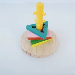 2 Set ahşap kuş papağan eğitim oyuncak platformu plastik halka zeka eğitimi çiğneme kuş oyuncak malzemeleri zeka kuş oyuncak