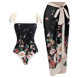 Floral Swimsuits for Women 2 Peças Conjunto de tanques esportivos ajustáveis Tamonia vintage Controle Sexy Beach Dress Sweia de torda alta 240403