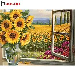 Huacan Diamond Malerei Kit Sonnenblume Home Decor Square/Runde Diamant Stickfenster Blumenmosaik Wandaufkleber