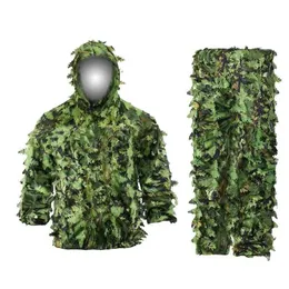 3D 위장 의류 녹색 잎 사냥 Ghillie Suit Bionic Woodland Comouflage Universal Camo Sniper Outfit