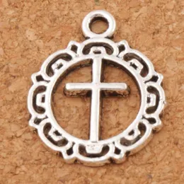 Open Flower Circle Cross Cross Charm Beads 150pcs Lot 16 3x19 8mm verique Silver Pendants alloy handmade Jewelry DIY L495239C
