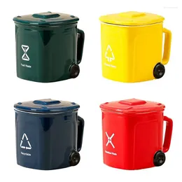 Mugs Trash Can Cup Mug Novelty Garbage Bin Coffee With Handle And Lid Porcelain Espresso For Offices Home Travel Water Milk