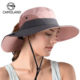 Camoland Safari Sun Hats for Women Child Summer Bucket Hat Brim Protection UV Proteção ao ar livre Feminino 240410