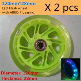 Adult Scooter Wheel LED Flash Tire Twisting Car Front Rear Wheel Replacement Colorful Light 80mm 90mm 100mm 110mm 120mm 2pc