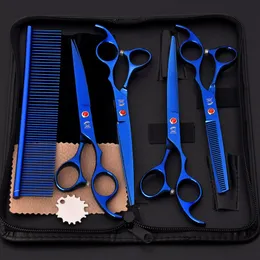 Otmagelu 7.0 inch Professional pet scissors for dog grooming Hair repair High Quality Straight Thinning Curved Scissors 4pcs/set