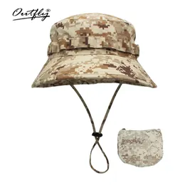 Outfly Digital Camouflage Army Hat Outdoor Camping Men Short Brim Wholesale Sunscreen Bionic Jungle Bucket Hat240410