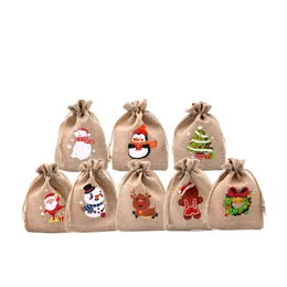 5pcs/lot natural jute bags 10x14 13x18cm 크리스마스 드로 스트링 선물 가방 파우치 멋진 팔찌 사탕 보석 포장 가방