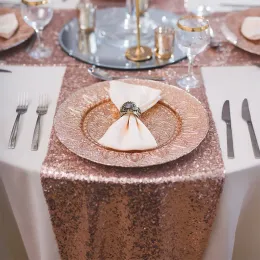 Rose Gold Pailla Tisch Läufer Glitzer Tisch Cover für Hochzeits Geburtstagsfeier Tischdekorationen Babypartyzubehör 180x30 cm