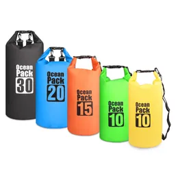 10L/15L/20L/30L Bolsa de natação ao ar livre Backpack de mochila seca Backpack Saco flutuante para rafting rio Trekking