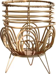 Vasos Creative Plant Rattan Flower Stand Planta única Jardiniere sala de estar interna da varanda Decoração de cesta de piso nórdico