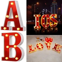 Red 26 English Letter LED Night Light Marquee Alphabet Lamp Home Club Outdoor Indoor Weihnachtsfeier Hochzeit Wanddekoration