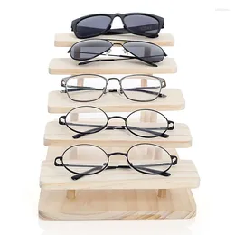 Hooks Fashionablel Assemblable Natural Wooden Sunglases Stand Jewelry Display Classes Watches Watches Hoteed Sepping 2-5 Layers