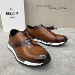 Berluti Mens Dress Sapatos de couro Casual Berluti Mens Vestido Couro Casual Berluti brutis mais recente Fasttrack Leather Low Cut and Casual Shoes Runn W Q46Q