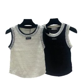 Luxury Sequined Knit Tank Tops Summer Breathable Knit Vest Women Knits Tee Sleeveless Knit Tops Stylish Casual Tanks Tees