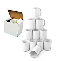 Canecas sublimação em branco canecas cerâmicas porcelana branca caneca de leite liso de caneca de transferência de calor para impressão mãe mamãe dad presente 240410