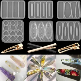 Barrettes Formy silikonowe metalowe geometryczne klipsy do włosów Forma żywica epoksydowa do DIY żywicy do włosów