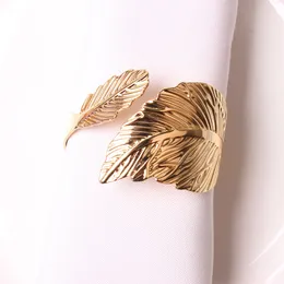 1 st höstlöv servettringar guld silver dopande armband metall servetthållare bröllop gåvor dopduschfest dekor 2021