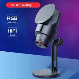 Microphones RGB gaming microphone desktop USB Type C dual-mode condenser multifunctional for PC laptop video recordingQ