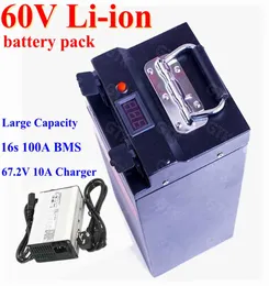 Customizado 60V 70AH 80AH 100AH 120AH ION LITHIUM Liion 37V 18650 Bateria BMS 16S para motocicleta elétrica EV RVCHARGERGER1676639