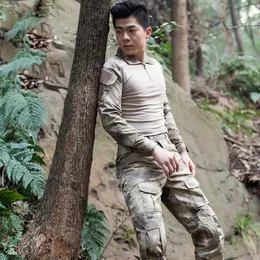 Taktisk militär BDU Uniform Army Tactical Shirt Pants Suit med armbågskuddar som jaktar kläder Kryptek Black Tan Green Python