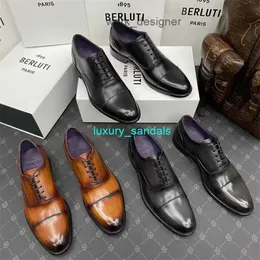 Berluti Mens Trade обувь кожа Oxfords обувь Berluti Mens Shoes formal Business Leather Shoes derby обувь с низкой топ