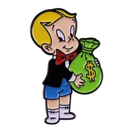 Richie Rich Money Torba Emaye Pin Brooch Karikatür Karakter Sanat Rozeti Moda Takı Hediyesi9315165