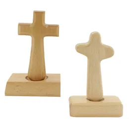 Piccolo legno sacro in piedi croce da 5 "Cross a mano Croce semplice per la casa