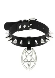 Spike Punk Choker Collar For Girl Goth Pentagram Necklace Emo Neck Rem Cosplay Chocker Gotic Accessories2985495