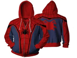 Sweatshirts Scarlet Zip Up Hoodie Man Hoodies Polyester Homecoming Örümcek Süper Kahraman Cosplay Capuchon Rits JAS3405530