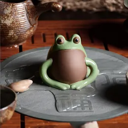 Tangpin Green Frogple Purple Clay Coffee and Tea Tools Ceramic Tea Pets Accessori per il tè