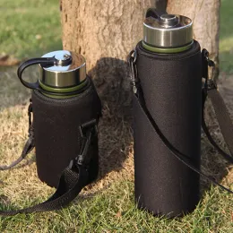 610-1500 ml di copertura per bottiglia d'acqua per sacca per sacca per sacca per sacchetto per l'acqua in neoprene spalla spalla bottiglia nera busta isolata