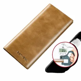 Nowa torebka Cowskin LG dla mężczyzn Portfel Busin Cienka miękka, prawdziwa skórzana marka portfel