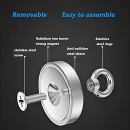 D20 - D90 Sökmagnet 200 kg Strong Neodymium Magnets Fishing Magnetic Ring N50 Super kraftfulla räddningsmagneter 250 kg 300 kg