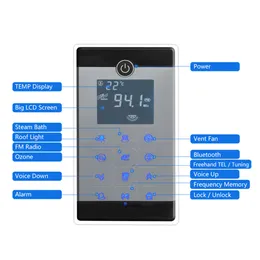 240 V 6 kW Badezimmer Dampfdusche Bluetooth Radio Steuerung Sauna Generator LCD-Touchsbildschirm Display für Dampfbad 5-8 Kubikmeter