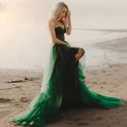 Party Dresses Mvozein Dark Green Darling Open Back A-Line Spaghetti Strap Tulle Prom Gown Evening Robe Important Place Gatherings