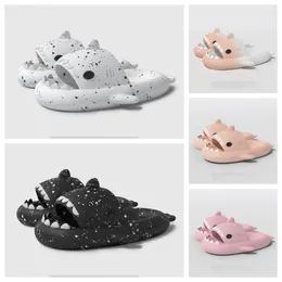 Новый топ роскошный дизайнер качественный обувь Sandal Summer Shark Slippers Shark Slides Black Withe Blue с толстыми туфлями Мужчины Дети.