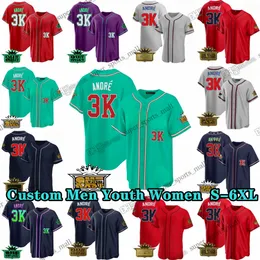 3k S-6xl 13 Ronald Acuna JR 2024 Baseball-Trikot leuchtende Farben rot blau hellgrün mit Flecken genäht Jersey