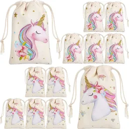 5 PCS Magic Rainbow Unicorn 테마 사탕 선물 가방 소녀 1st 2nd 3rd 4th 5th 6th 7 7th 9th 10th 10th 10th 10th Boirct Party Baby Shower 호의